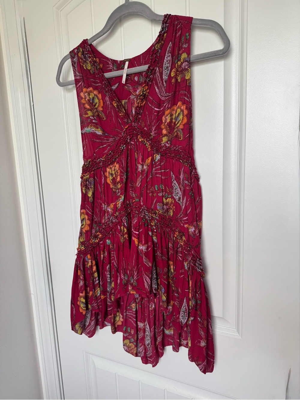 Free People XS Berry Floral Boho Sleeveless Tunic Top